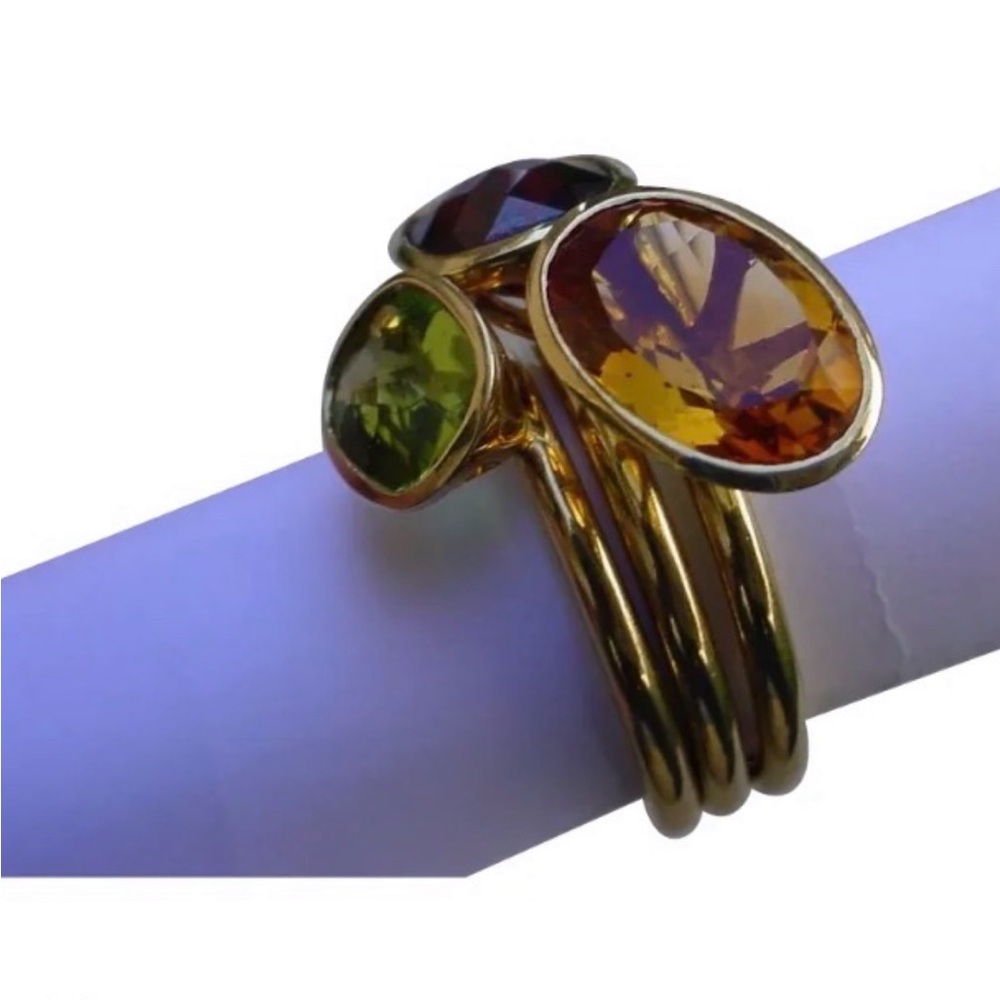 Elegant Gold Multi-Stone Ring Set